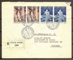 1951 Vaticano Vatican Storia Postale DOGMA ASSUNZIONE 2 Serie Di 2v. Su Busta Governatorato R.1590 VATICANO FIRENZE - Storia Postale