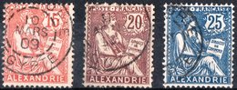 ALESSANDRIA, FRANCIA, FRANCE, TERRITORI FRANCESI, 1902-1903, FRANCOBOLLI USATI, TIPO MOUCHON  Michel 31-33 Scott 22-24 - Unused Stamps