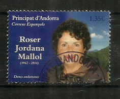 Donnes Andorranes. Roser Jordana Mallol, Un Timbre Oblitéré 2018, 1 ère Qualité. Haute Faciale - Gebruikt