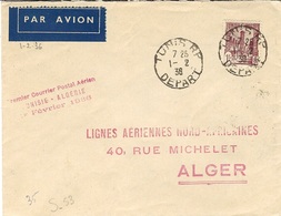 1-2-1936 - 1 Er Courrier Postal Aérien  TUNISIE-ALGERIE  ( Saulgrain N° 53 ) - Aéreo