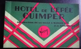 29 - HOTEL DE L'EPEE A QUIMPER - DECORATION DE LA SALLE A MANGER PAR J.J. LEMORDANT - CARNET DE 10 CARTES CPA -TBE - Quimper