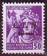 Italy 1945 Mi 4 Overprint CLN 50 C Savona Error Black Print MHN** R106 - Comitato Di Liberazione Nazionale (CLN)