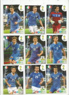 G-I-E , Trading Cards , Carte PANINI , Football , FIFA WORLD CUP , BRASIL , Brésil 2014 , ITALIA , LOT DE 9 CARTES - Trading-Karten