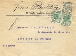 1927- Enveloppe D'Oran ( Algérie ) Affr. à 60 C.  Oblit. Mec. Marseille-Gare  PAQUEBOT - Correo Marítimo