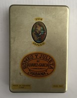 EMPTY  TOBACCO  BOX    TIN    ROMEO Y JULIETA  HABANA KUBA  CUBA - Tabaksdozen (leeg)