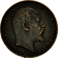 Monnaie, Grande-Bretagne, Edward VII, Farthing, 1910, TTB, Bronze, KM:792 - B. 1 Farthing