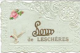 39 LESCHERES . Souvenir En Dentelles Beuetées Et Fleuries , Exceptionnel ,édit :? ,  écrite En 1905 , état Super - Autres Communes