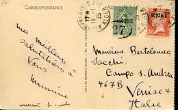 36564 Algerie, Circuled Card 1925  To Venice Italy, Postmark Alger Palais D'ete !! - Cartas