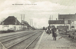 72 Champagné La Gare Du Chemin De Fer Et Les Quais  Train Vapeur 1916 - Andere & Zonder Classificatie
