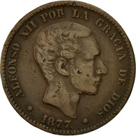 Monnaie, Espagne, Alfonso XII, 10 Centimos, 1877, TTB, Bronze, KM:675 - Münzen Der Provinzen