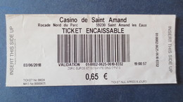 TICKET CASINO PARTOUCHE SAINT AMAND 59 - Other & Unclassified