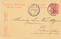 059/27 - BRASSERIE BELGIQUE - Vers Le Brasseur Van Meyennes (?) à POPERINGHE - Entier Postal Casqué YPRES 1920 - Biere