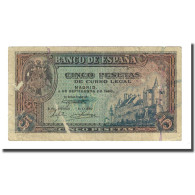 Billet, Espagne, 5 Pesetas, 1940-09-04, KM:123a, TB - 5 Peseten