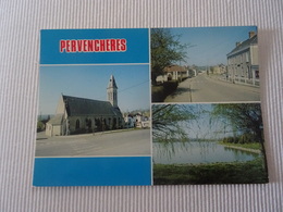 Carte Postale Pervenchères - L'église L'étang La Rue Principale - Pervencheres