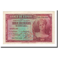 Billet, Espagne, 10 Pesetas, 1935, KM:86a, SUP - 10 Peseten