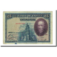Billet, Espagne, 25 Pesetas, 1928-08-15, KM:74b, TB - 1-2-5-25 Peseten