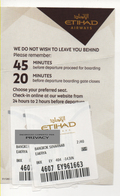 Alt1047 Baggage Claim Etichetta Bagagli Etihad Airways Compagnia Aerea Emirati Arabi Abu Dhabi Bangkok - Étiquettes à Bagages