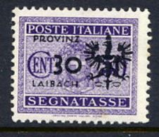 LJUBLJANA PROVINCE 1944 Postage Due 30 C. MNH / **.  Michel Porto 5 - Ocupación 1938 – 45