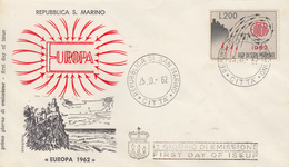 Enveloppe  FDC  1er  Jour   SAN  MARINO   EUROPA    1962 - 1962