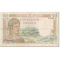 France, 50 Francs, 50 F 1934-1940 ''Cérès'', 1937, 1937-03-25, TB - 50 F 1934-1940 ''Cérès''