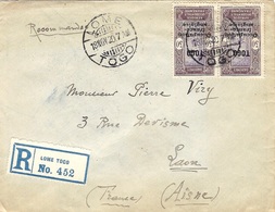 1920- Enveloppe RECC. De LOME  Affr. Paire Y & T N°92   Voie Anglaise Par Gold Coast  Et Londres - Cartas & Documentos