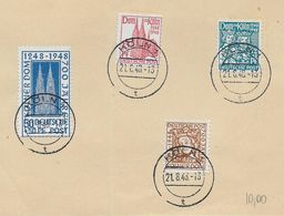 ALLEMAGNE BIZONE - 1948 - YVERT 37/40 OBLITERES KÖLN SUR FRAGMENT - - Oblitérés