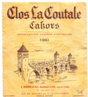 Etiket Etiquette - Vin - Wijn - Clos La Coutale - Cahors 1980 - Cahors