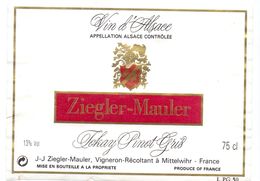 Etiket Etiquette - Vin - Wijn - Vin D' Alsace - Tokay Pinot Gris - Ziegler Mauler - Riesling