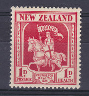 New Zealand 1934 Mi. 188   1p. + 1p. Gesundheit Kreuzritter Zu Pferde 'Health' Fane, MH* - Nuovi