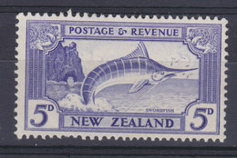 New Zealand 1935 Mi. 196A   5p. Gestreifter Marlin Fische Swordfish, MH* - Unused Stamps