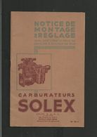 SOLEX Notice De Montage N° 15A - Matériel Et Accessoires