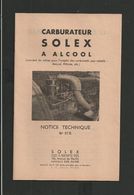 SOLEX Notice N° 27B Carburateur à Alcool - Matériel Et Accessoires