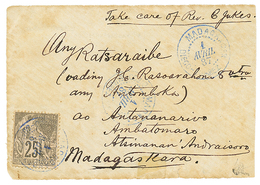 11 1887 CG 25c ALPHEE DUBOIS Obl. Cachet Rare MADAGASCAR DIEGO-SUAREZ Sur DEVANT De Lettre (front Only) Pour ANTANANARIV - Altri & Non Classificati