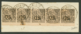 14 N°2 Bande De 5 Avec Variété Picage Décalé Obl. TAMATAVE Sur Fragment. RARE. Signé SCHELLER. TB. - Andere & Zonder Classificatie