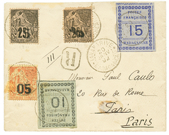 25 1892 N°4 + N°5+ N°7(pd)+ N°9 + N°10 Obl. TANANARIVE Sur Env. RECOM. Pour PARIS. RARE. TTB. - Other & Unclassified