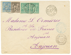 30 Type SAGE Utilisé à VOHEMAR : 1893 SAGE 5c(x2) Petit Défaut + 15c+ 25c Obl. VOHEMAR Sur Enveloppe Pour ANJOUAN. Trés  - Altri & Non Classificati