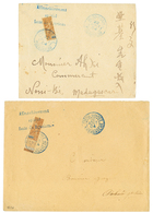 79 1904 MOITIE Du 30c(n°87) Obl. DIEGO-SUAREZ Sur 2 Enveloppes Pour MADAGASCAR. Superbe. - Other & Unclassified