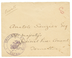 109 Cachet Anglais BRITISH MAIL ANTANANARIVO Sur Env. Pour Le VICE-CONSUL à TAMATAVE. RARE. TTB. - Autres & Non Classés