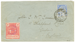 113 1895 NATAL 2 1/2d Obl. DURBAN + BRITISH INLAND MAIL 4d Obl. BRITISH MAIL ANTANANRIVO Sur Enveloppe Pour L' ANGLETERR - Autres & Non Classés
