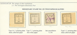 116 MISSIONNAIRES NORVEGIENS - N°1 Lot 3 Timbres Neufs (2 Ex. TB, 1 Ex. Aminci). + Un Timbre Annulation Manuscrite (amin - Autres & Non Classés