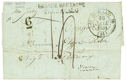 154 "BRESIL Via COURRIER De JERSEY" : 1833 GRANDE BRETAGNE PAR ST MALO + "Via JERSEY" Manus. Sur Lettre Avec Texte De "B - Guernsey