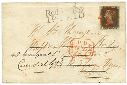 160 "PENNY BLACK Utilisé à JERSEY" : 1840 1 PENNY Black Obl. Sur Lettre(pd) Pour LONDRES. Verso, JERSEY 26 Oct 40. RARE. - Guernesey