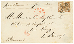 170 1872 GRANDE BRETAGNE 6p Brun Obl. GC 1706 + ANGL. B.M GRANVILLE Rouge Sur Enveloppe Pour La FRANCE. GROS CHIFFRE Rar - Guernsey