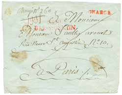 194 "BAR LE DUC" : 1810 P.53.P BAR-S-ORNAIN Rouge + CHARGE Sur Enveloppe Pour PARIS. Trés Rare En CHARGE. TTB. - Altri & Non Classificati