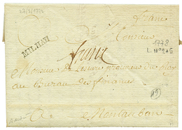 217 1778 MILHAU + "FRANC" Sur Lettre Pour MONTAUBAN. Indice 19. Superbe. - Autres & Non Classés