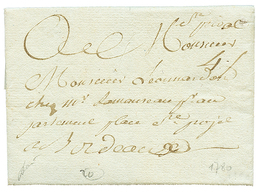 228 1780 "ST PRIVAT" Manuscrit (LENAIN N°2) Sur Lettre Pour BORDEAUX. Indice 20. TB. - Sonstige & Ohne Zuordnung