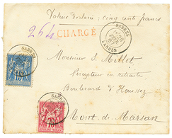 239 1887 SAGE 15c + 75c Obl. SABRES LANDES Sur Env. CHARGEE + (VD = 500F) Pour MONT DE MARSAN. TTB. - Other & Unclassified