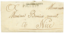 267 1839 Cachet Rare (type Cursive) GUILLAUMES + POGETTO Sur Lettre Avec Texte Pour NICE. TTB. - Altri & Non Classificati