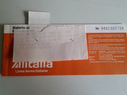 Alt1055 Alitalia Airways Billets Avion Ticket Biglietto Aereo Vintage Old 1985 Airport Flight Torino Napoli Roma - Europe