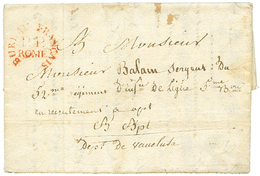 295 1810 Trés Rare Cachet BUREAU FRANCAIS/P.P /ROME En Rouge Sur Lettre Avec Texte De ROME Pour La FRANCE. RARETE. TTB. - 1792-1815: Départements Conquis